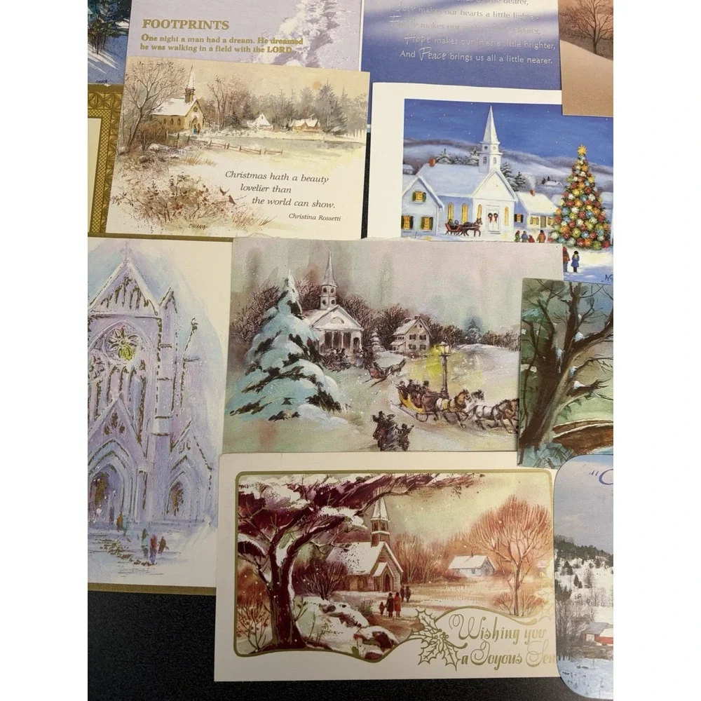 Vintage Christmas Cards Fronts ONLY Churches Cathedrals Scrapbooking Crafts 50+